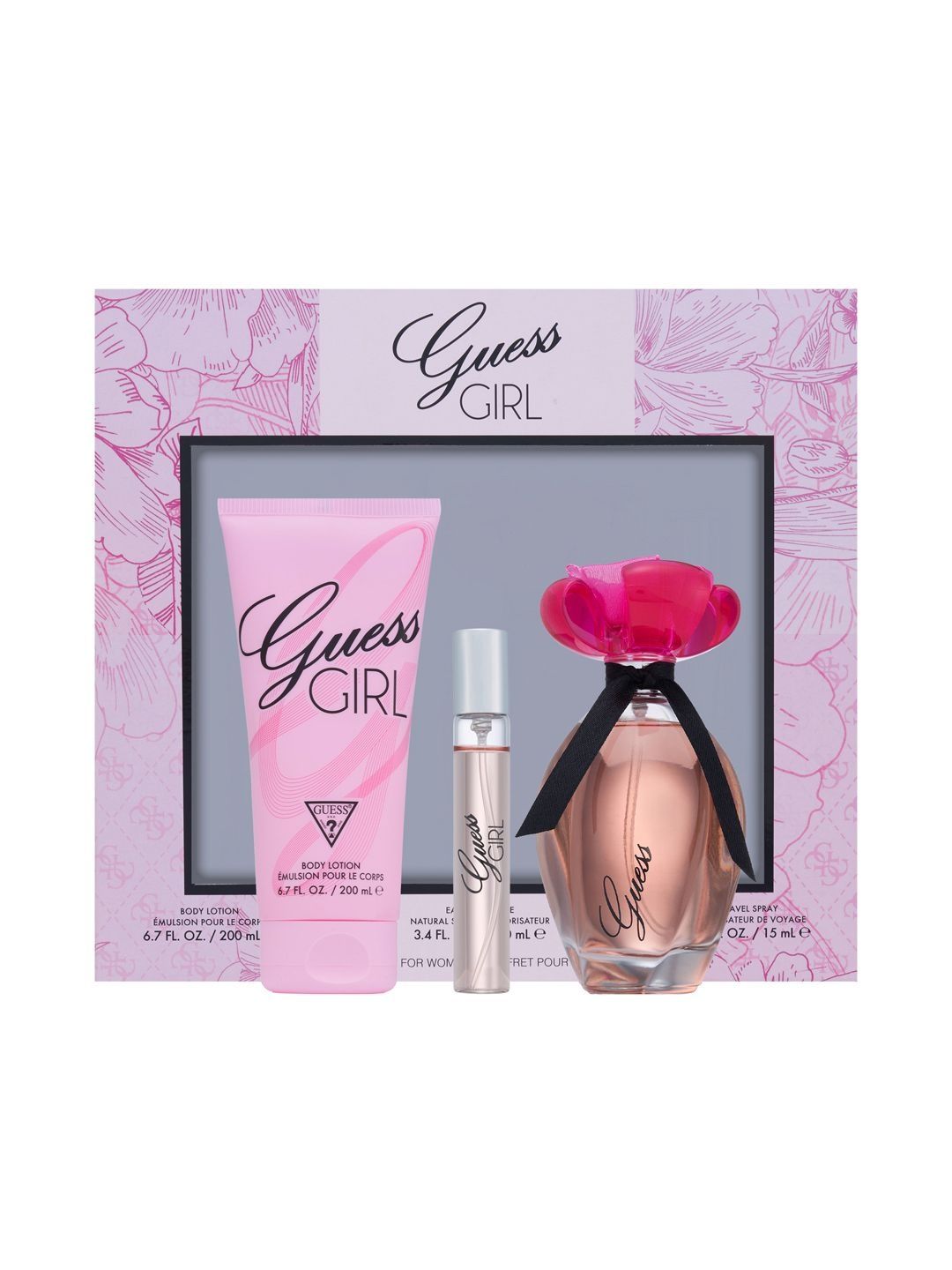 Guess Set Of 3 Girl Gift Set Eau De Toilette-100ml-Travel Spray 15ml- Body Lotion -200ml-image-22