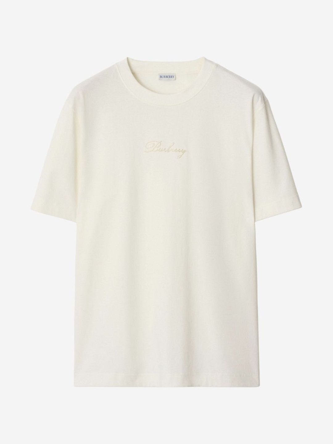 burberry White Crewneck Logo Embroidery T-Shirt-picture-10