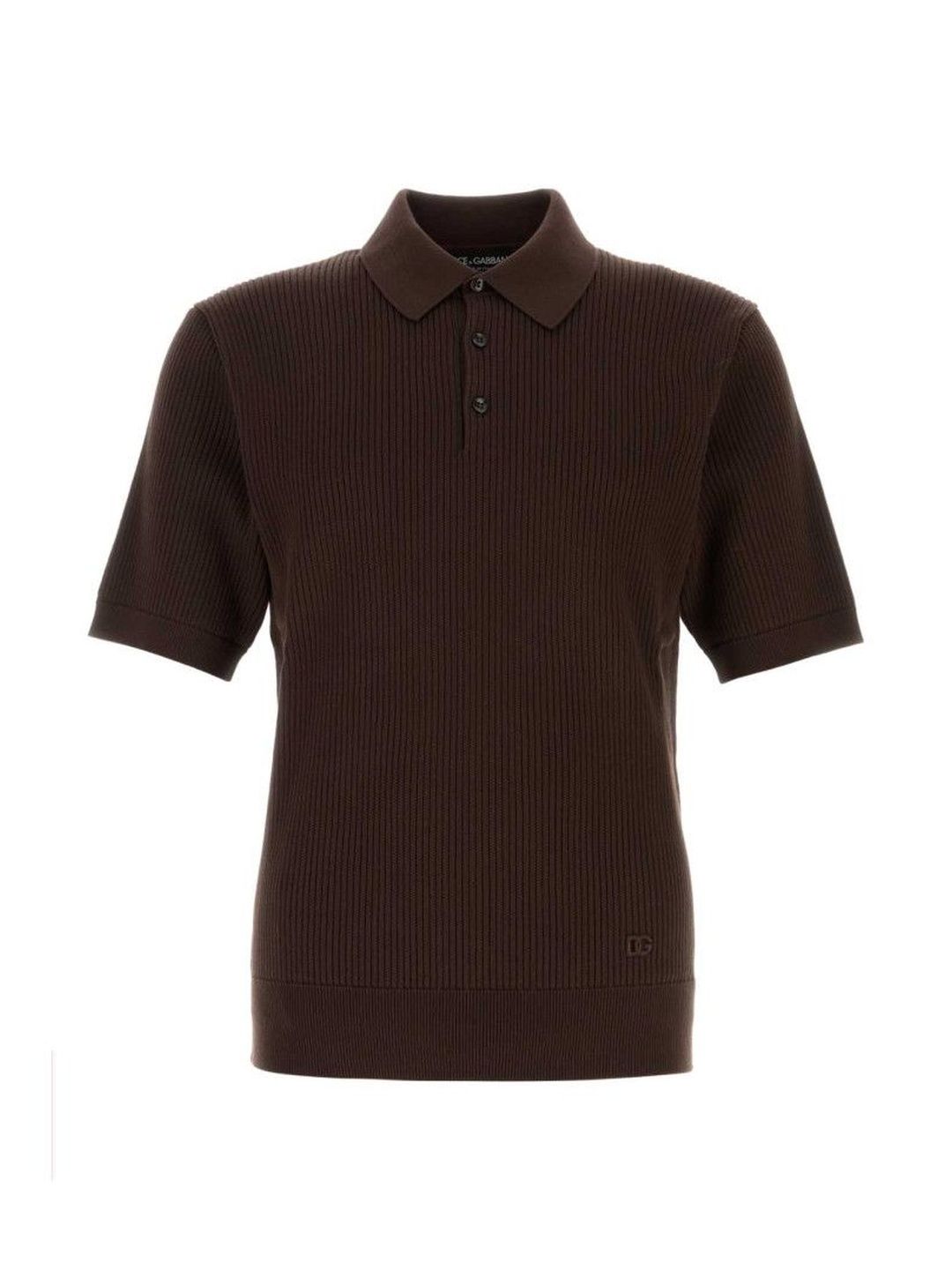 Dolce & Gabbana Brown Cotton Ribbed Polo-image-2