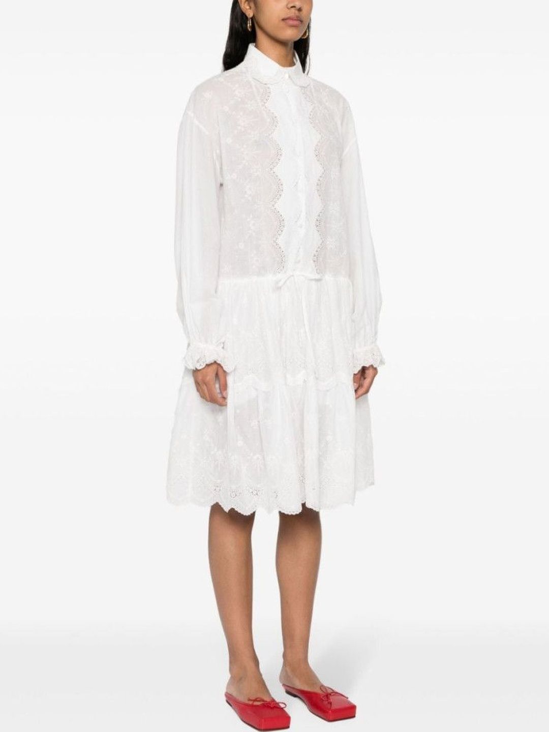 Ermanno Scervino White Embroidered Shirt Dress-image-36
