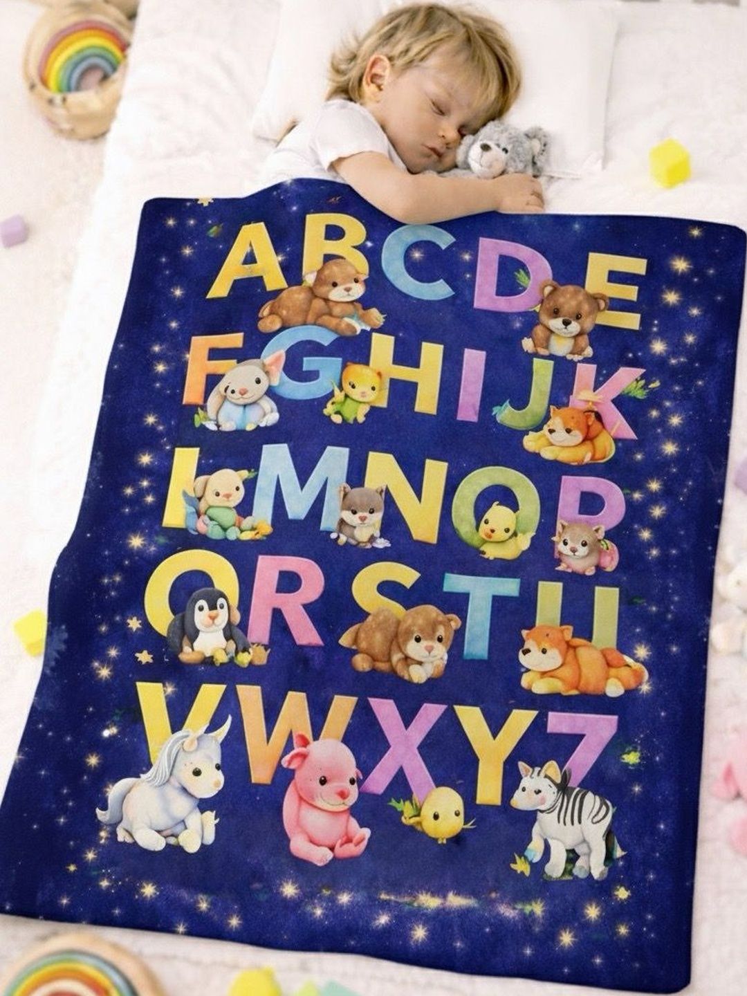 ROYALTY RETAIL AND EXPORT Navy Blue Cartoon Characters Fleece AC Room Blanket-picture-20