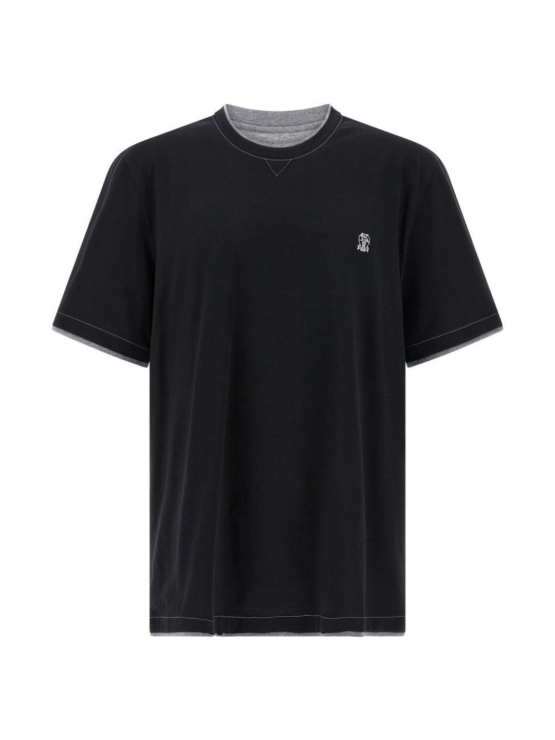 Brunello Cucinelli Black Double Layer T-Shirt-picture-30