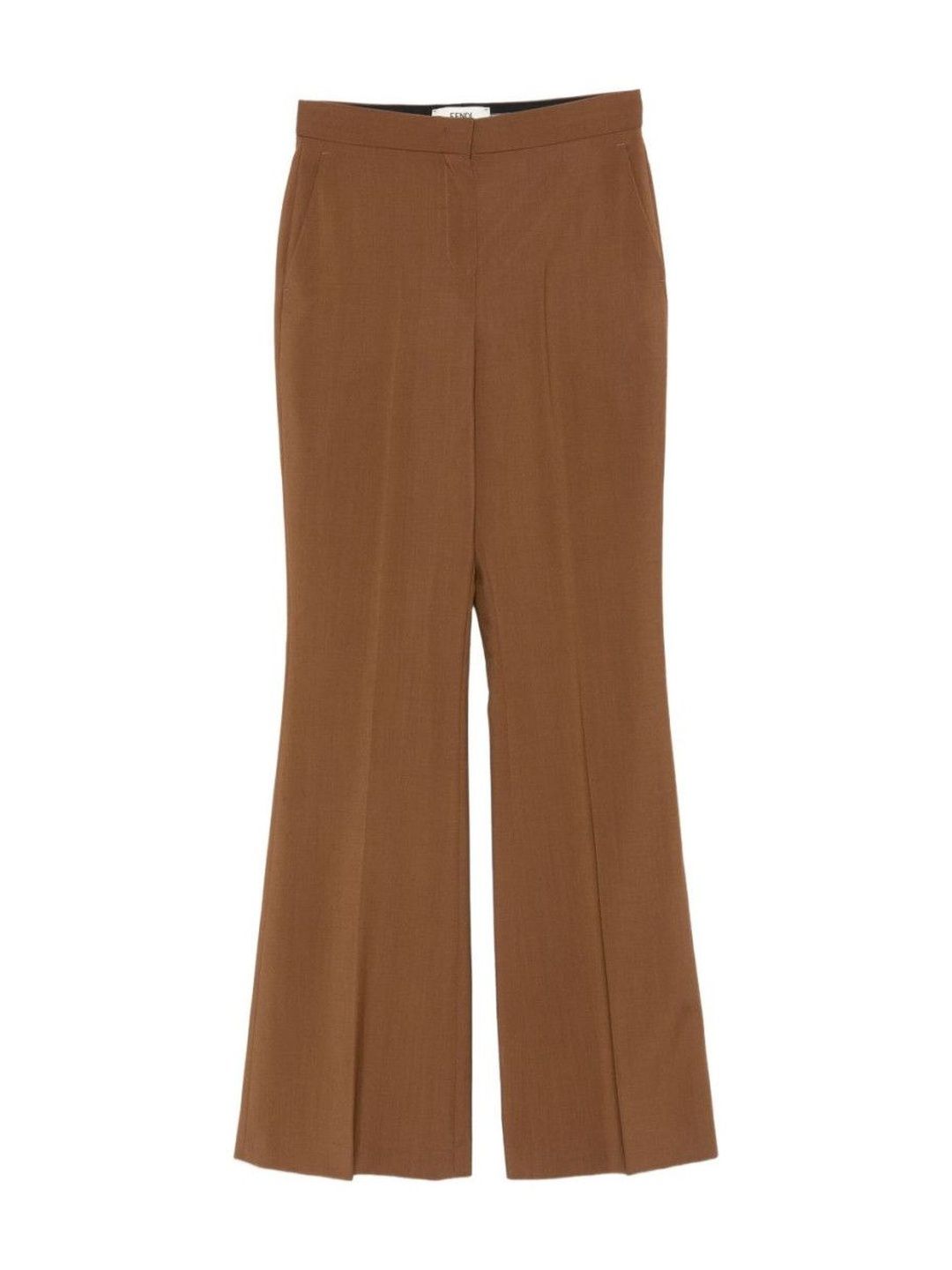 Fendi Brown Wool Flared Trousers-image-1