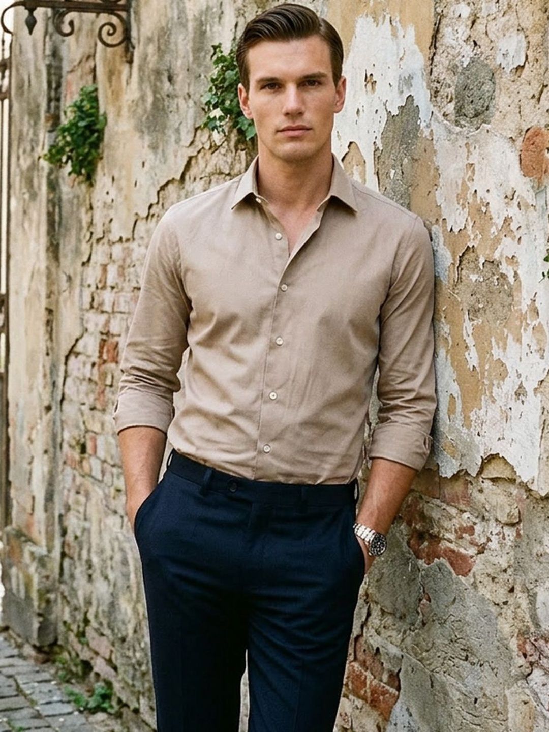 The Roadster Lifestyle Co. Men Soild Spread Collar Satin Cotton Shirts-image-7
