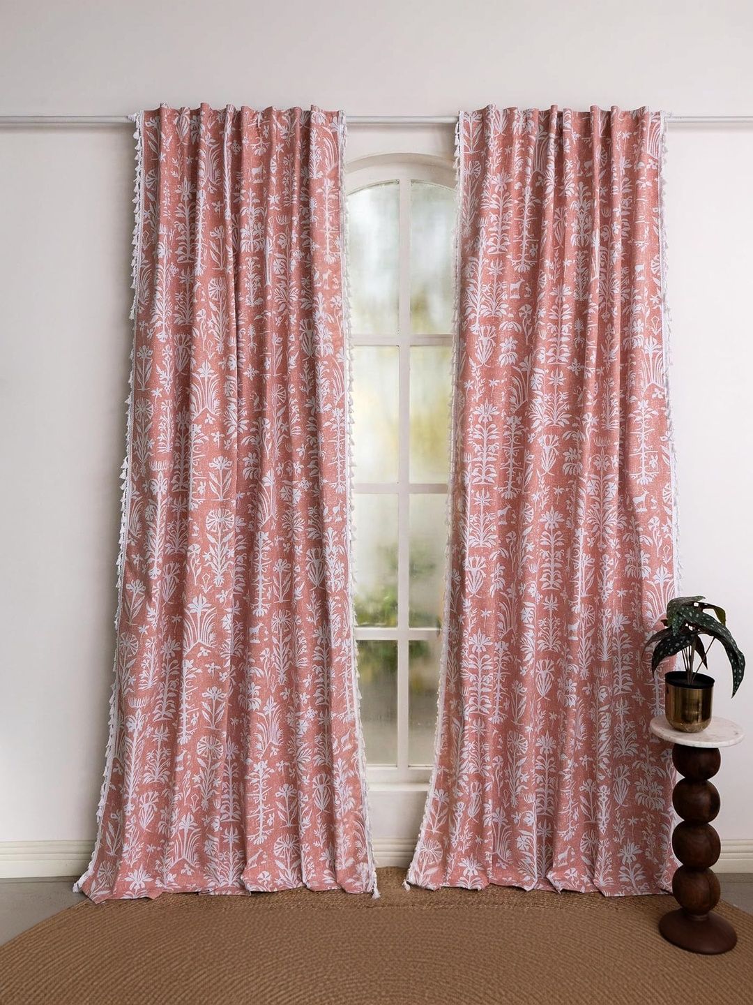 Tranquebar Home 2 Pieces Cairo Peach Blackout Coated Door Curtains - 7 Feet-image-41
