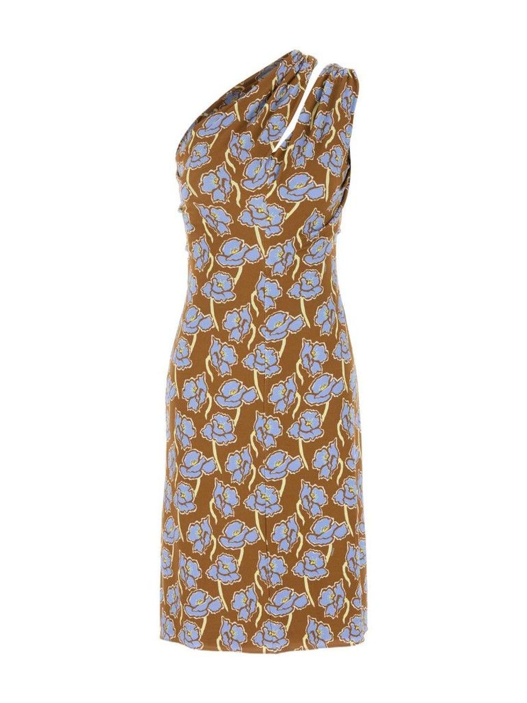 Versace Brown Poppies One-Shoulder Midi Dress-picture-11
