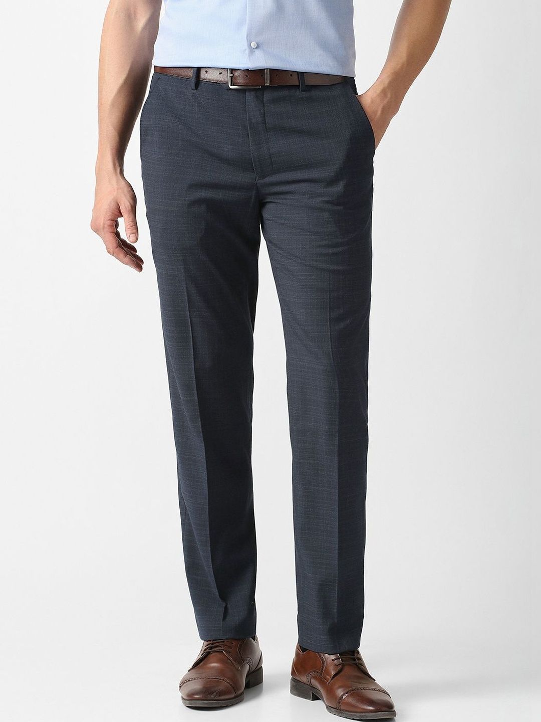 Van Heusen Men Checked Slim Fit Trousers-picture-10