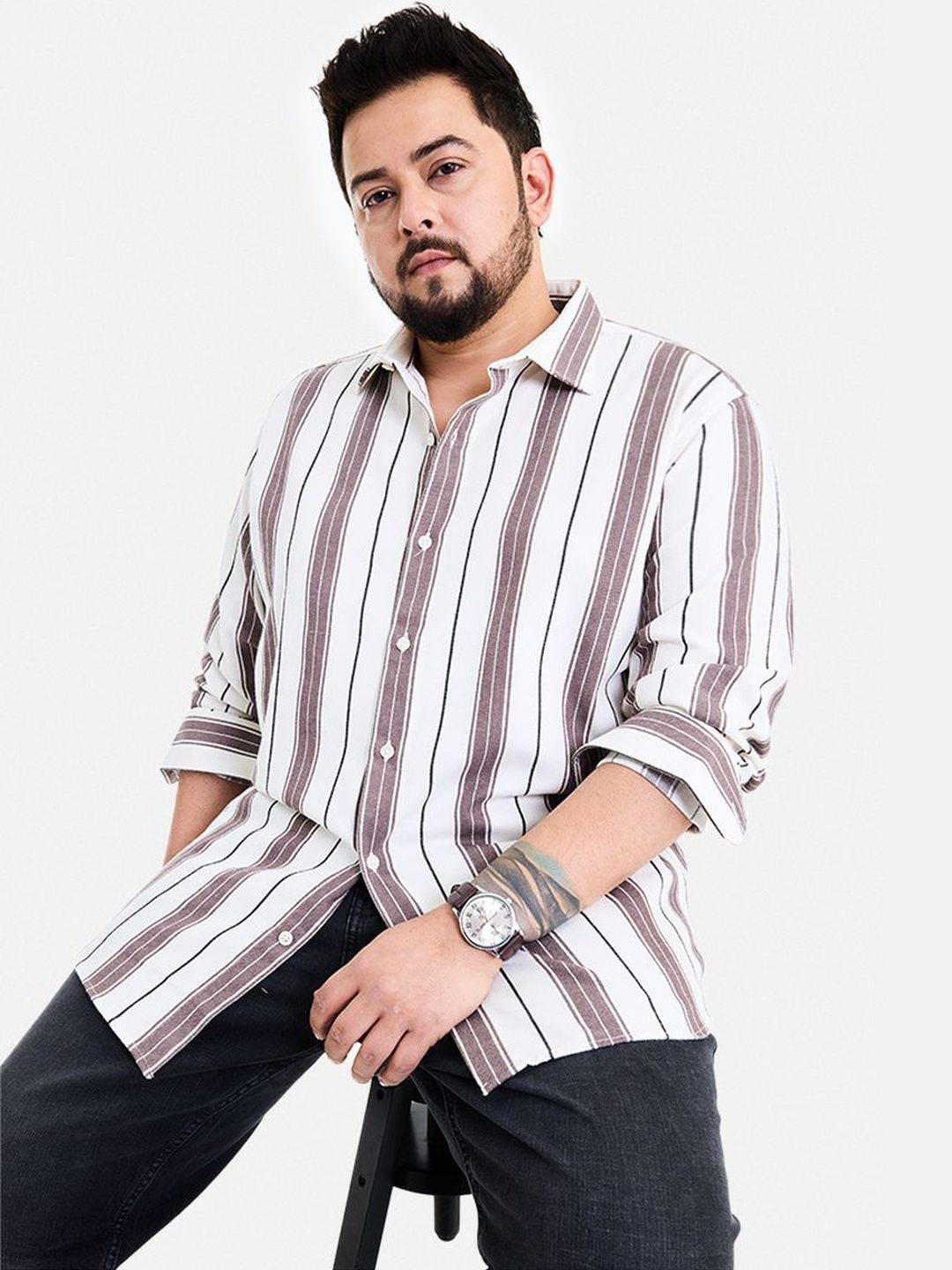 Snitch Light Brown Stripes Shirt-picture-38