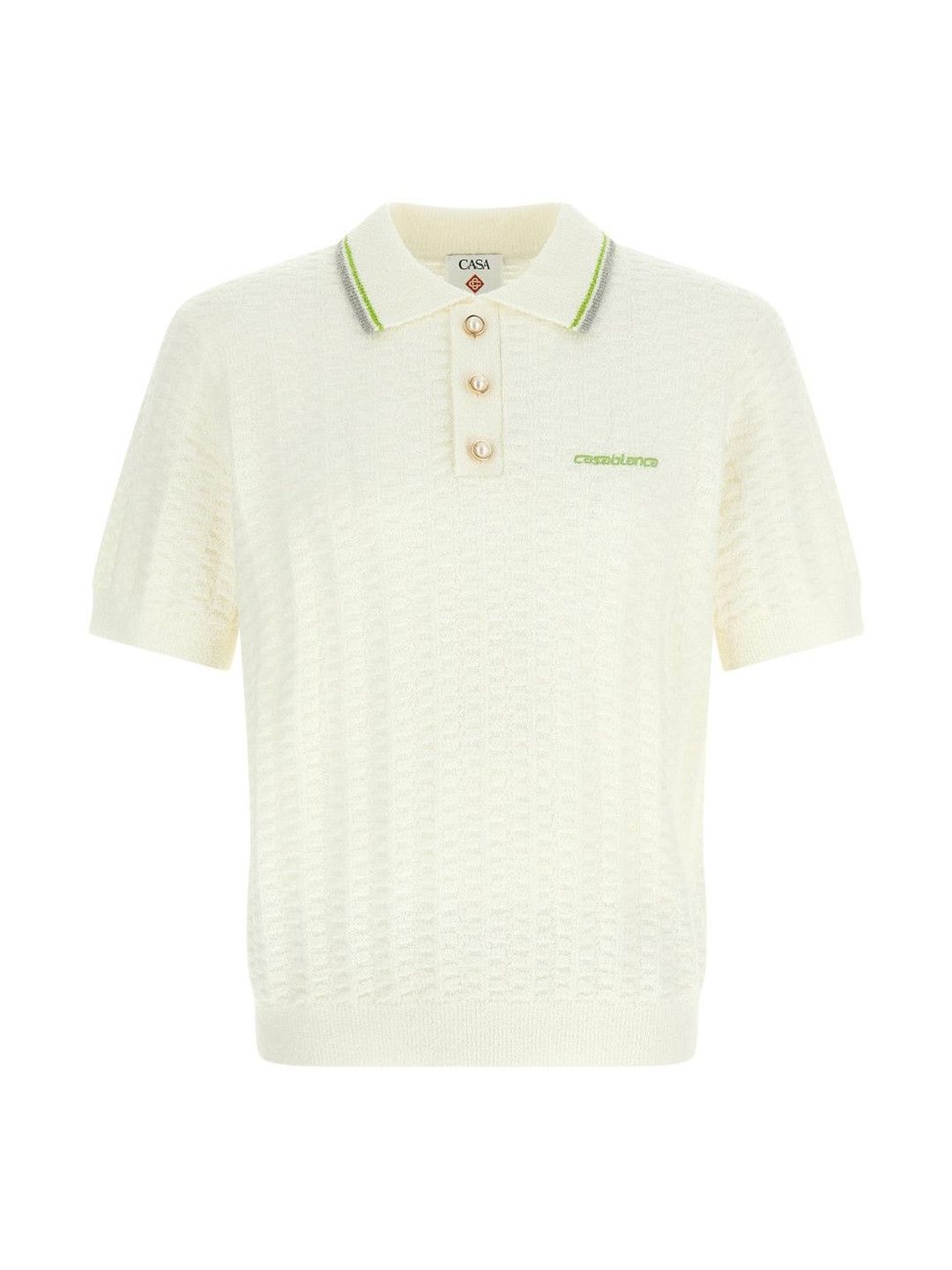 Casablanca Off White Textured Logo Polo-image-31