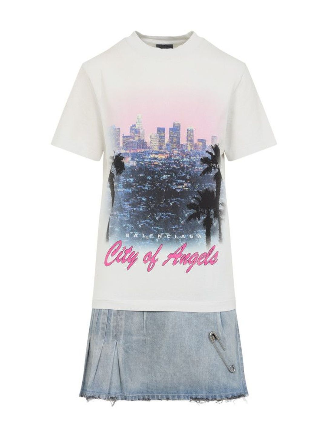 Balenciaga White Layered Mini Graphic T-Shirt Dress-image-46