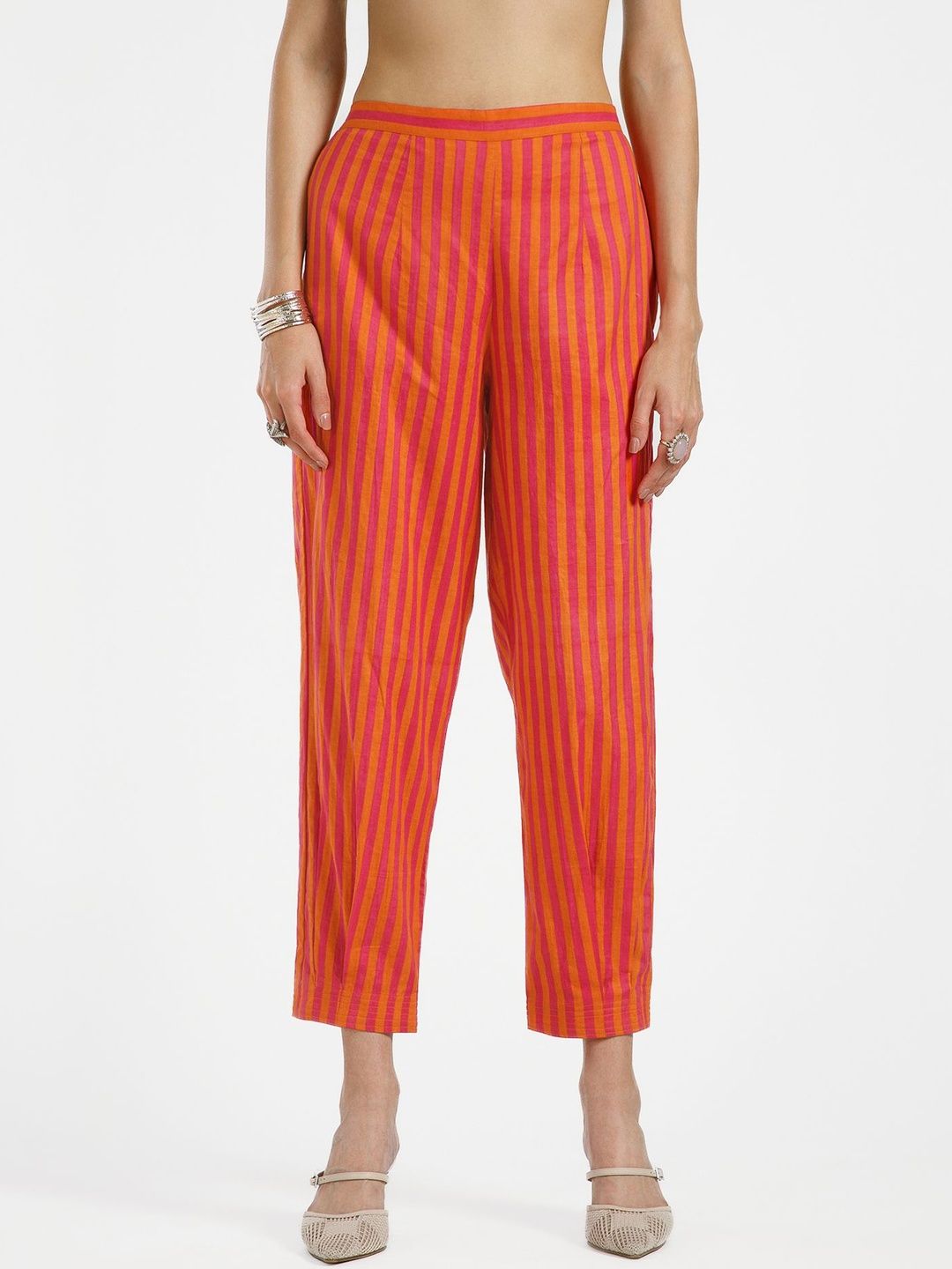 LELA Women Striped Knitted Ethnic Palazzos-picture-1