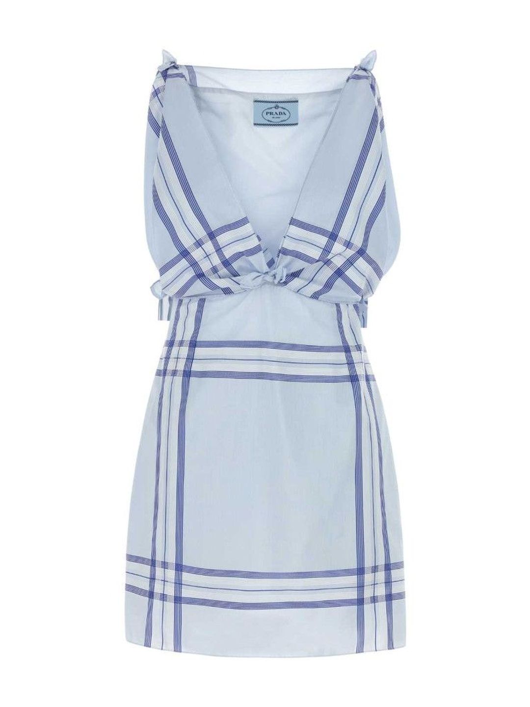 Prada Light Blue Embroidered Cotton Mini Dres-picture-22