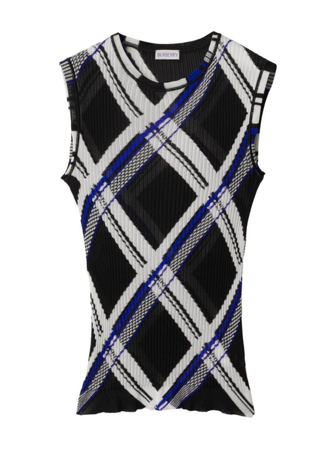 Burberry Checked Round Neck Sleeveless Fitted Top-image-7