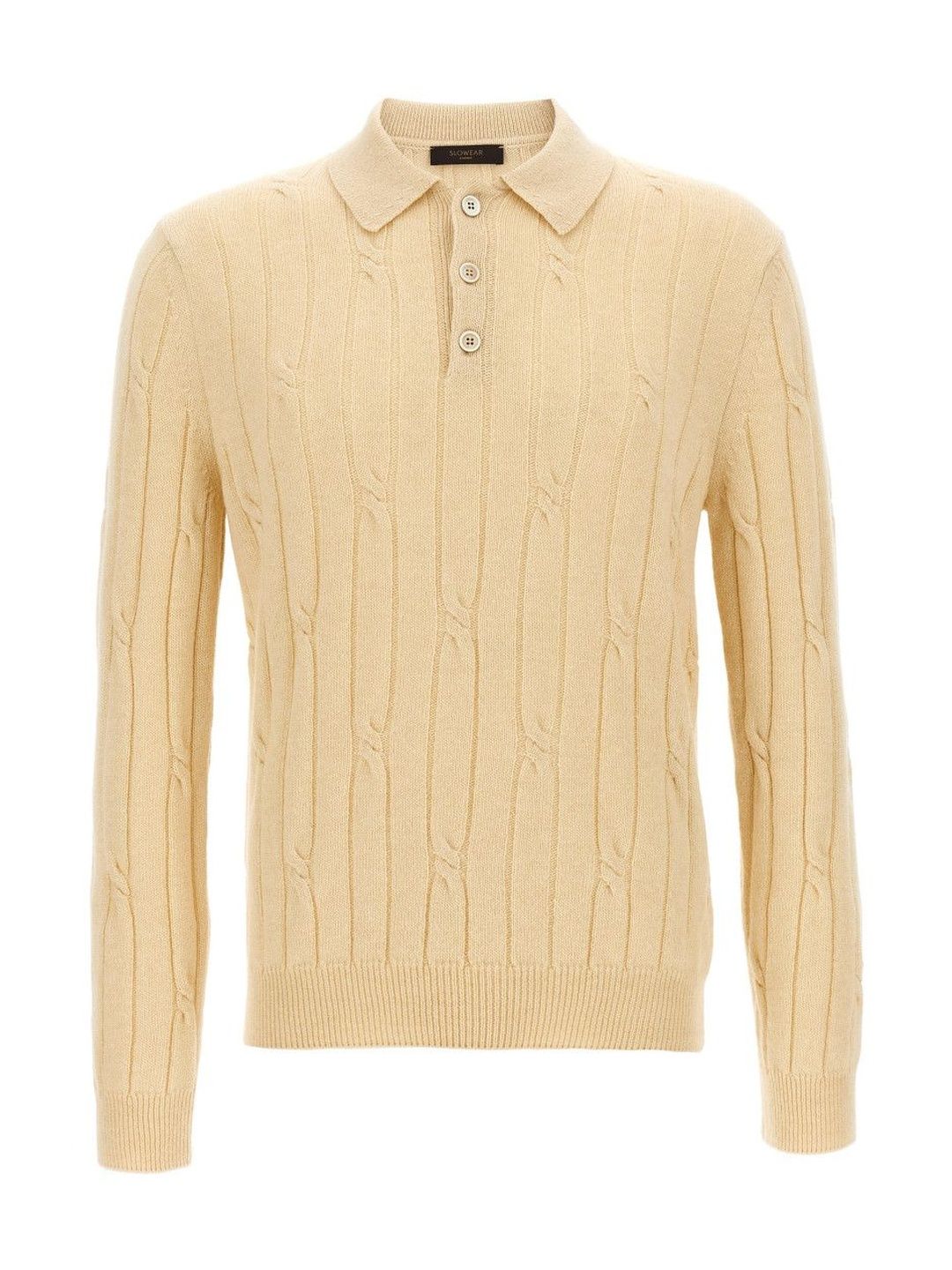Zanone Beige Braided Wool Polo Shirt-picture-14