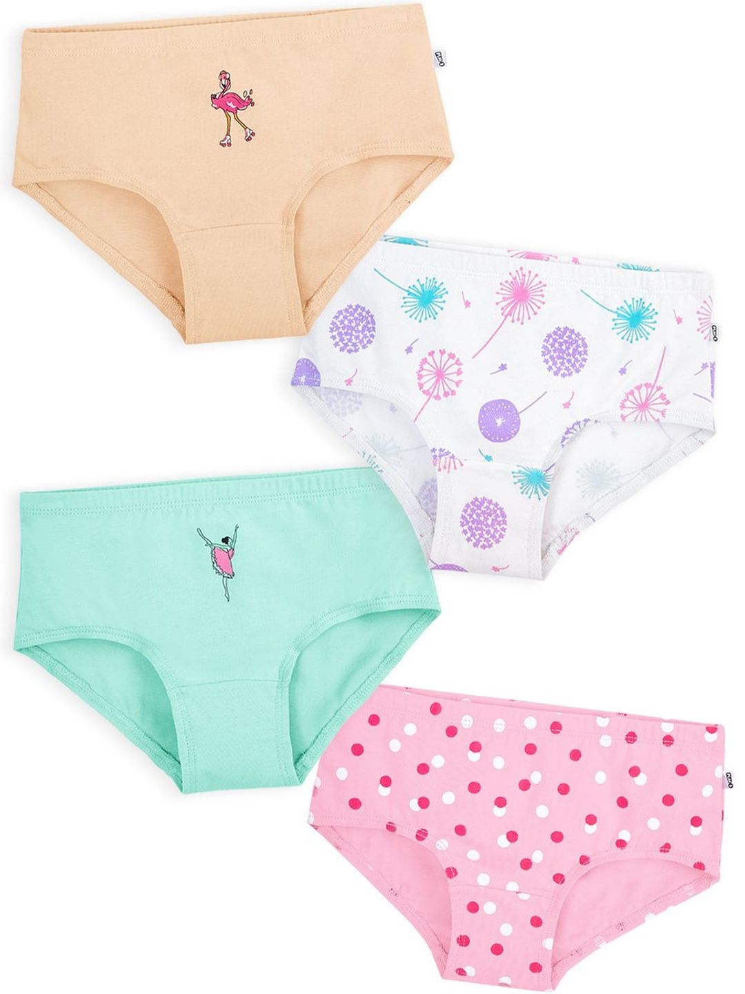 You Got Plan B Girls Pack of 4 Printed Anti Bacterial Cotton Blend Basic Briefs-picture-17