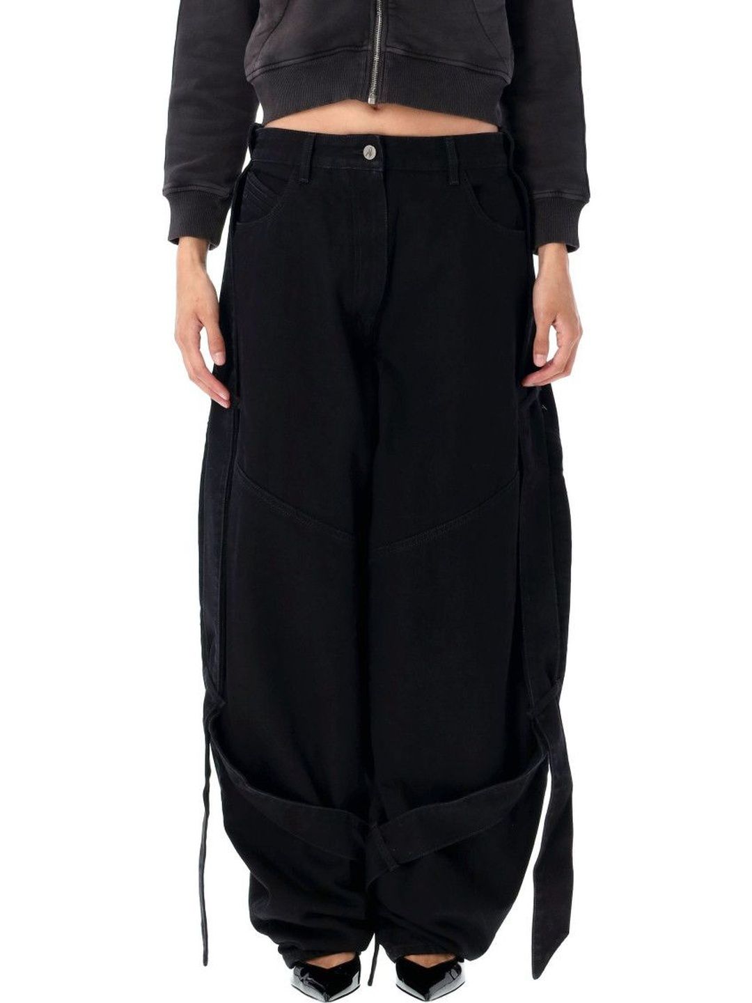 The Attico Black Wide Leg Denim Jeans-image-37
