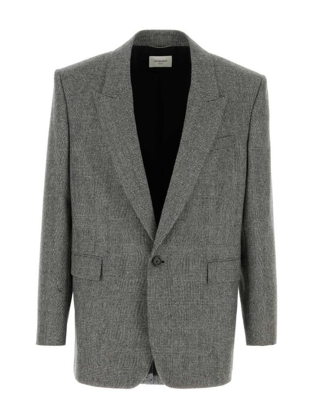 Saint Laurent Grey Single Breasted Flannel Blazer-image-46