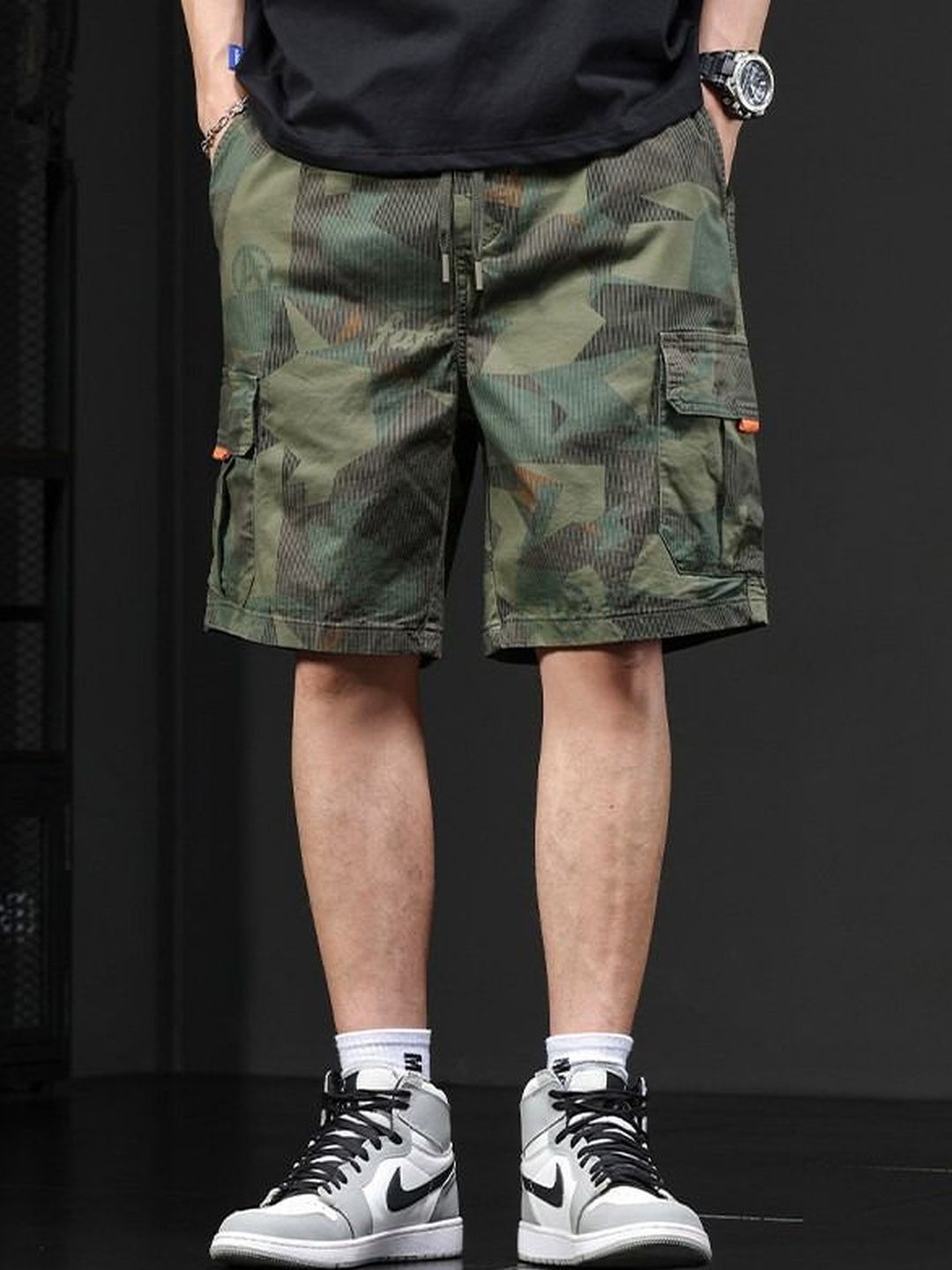 Suo Men Camouflage Printed Cargo Shorts-picture-34