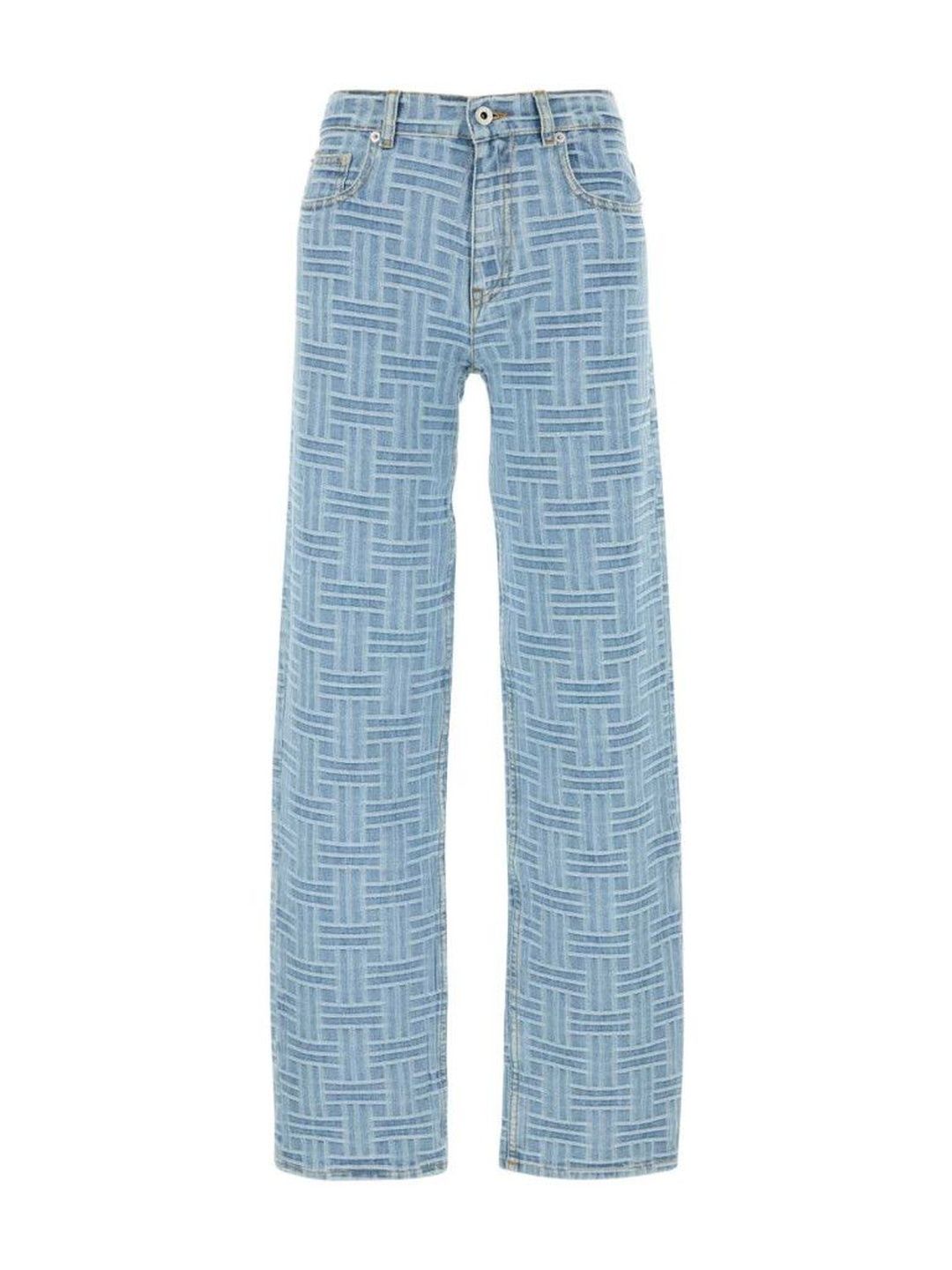 kenzo light blue embroidered denim jeans