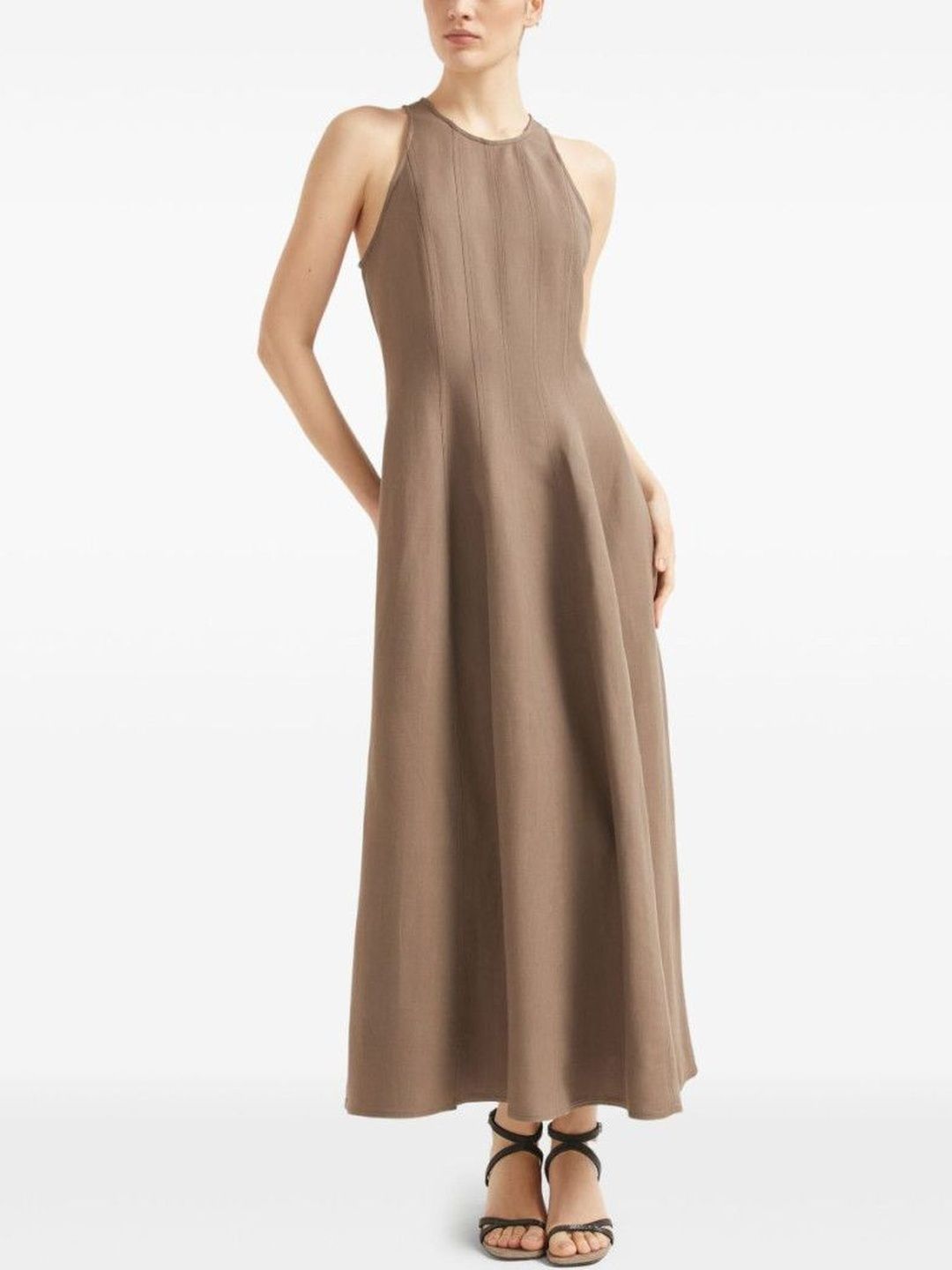 Brunello Cucinelli Women Brown Linen Dresses-image-44