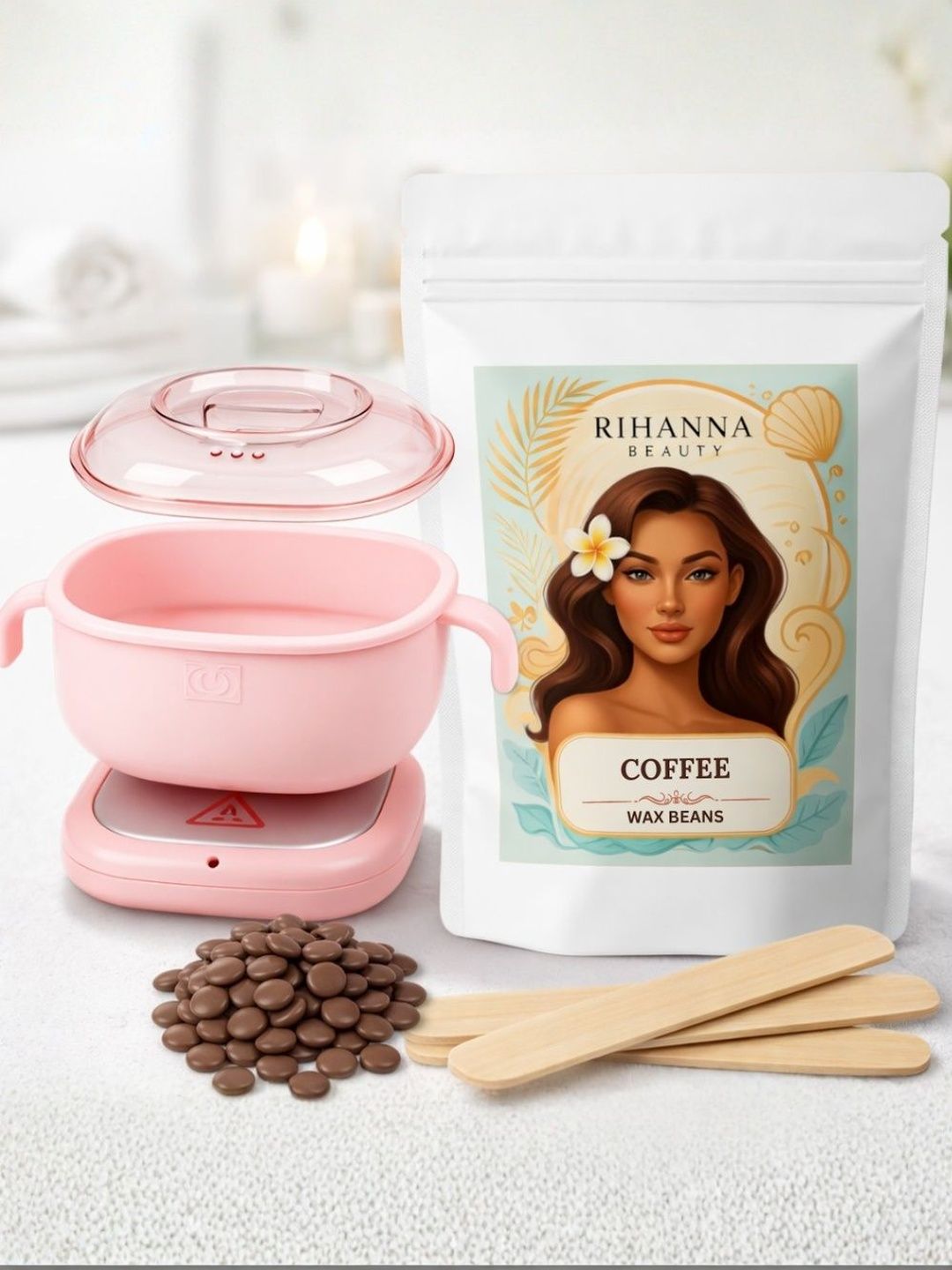 RIHANNA BEAUTY Silicone Wax Heater Machine With Coffee Hard Wax Beans Hair Removal- 100 g-image-3