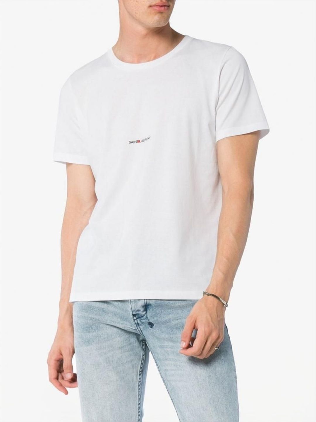 saint laurent White Embroidered Logo T-shirt-picture-38