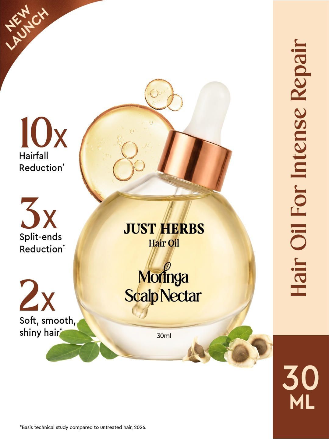 Just Herbs Moringa Scalp Nectar Light & Non-sticky Hair Oil - 30ml-image-35