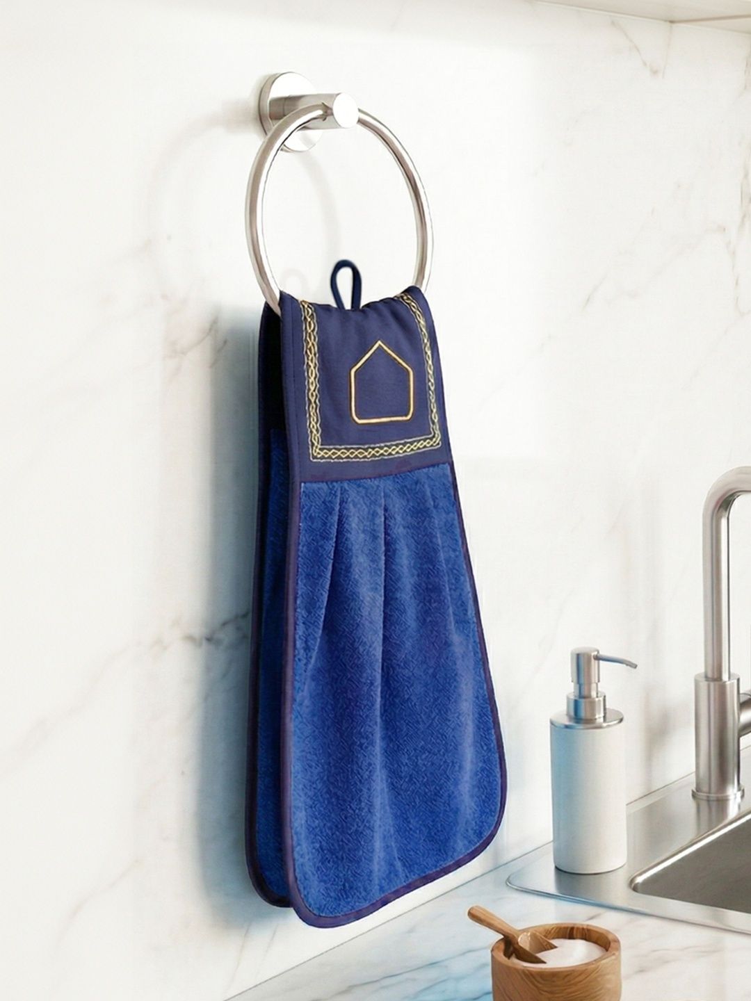 Athom Living Blue Pure Cotton Velvet-Soft Skin-Friendly Wash Basin Kitchen Towel-picture-29