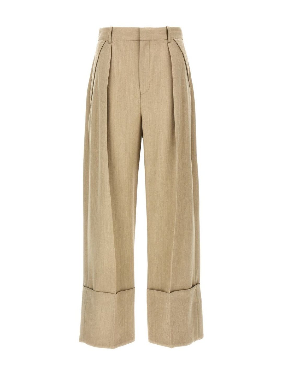 Victoria Beckham Beige Maxi Turn-Up Pants-image-12