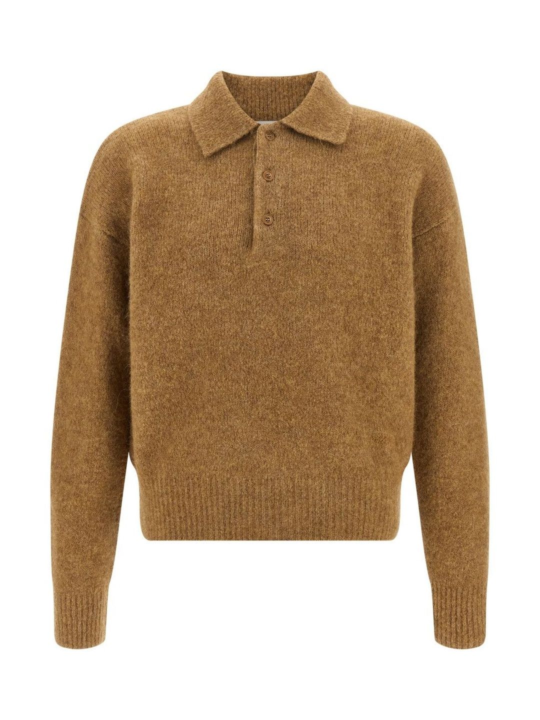 Ami Paris Brown Classic Textured Polo Sweater-picture-34