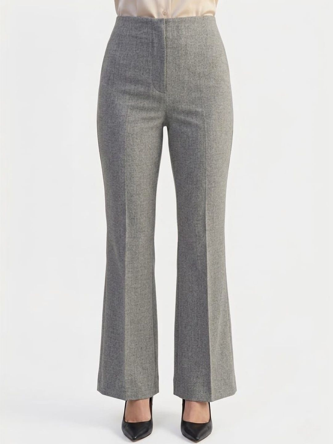 HIGH BUY Women Tailored Flared High-Rise Trousers-picture-36