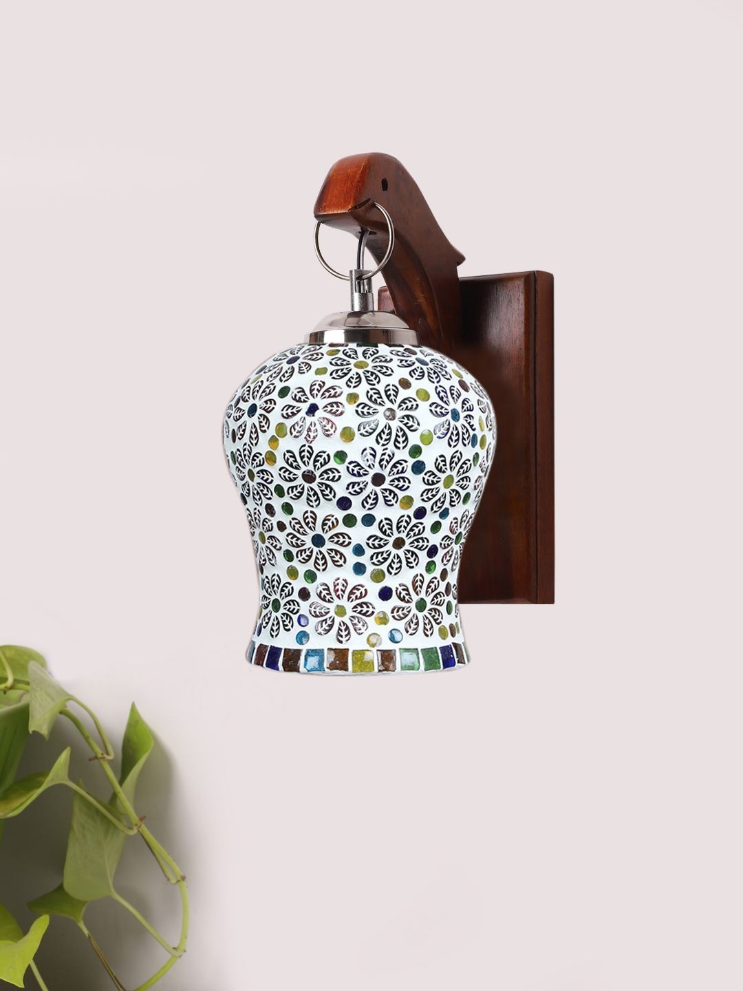 Aura Multicoloured & Multicoloured Printed Wood Abstract Shaped Shaped Wall Lamp-picture-42