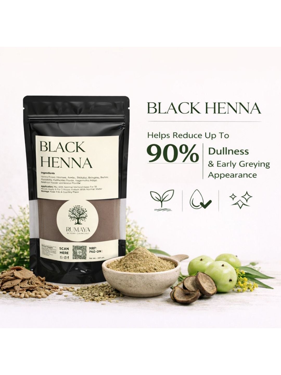 Rumaya Natural Black Henna Powder - 250 g-picture-12