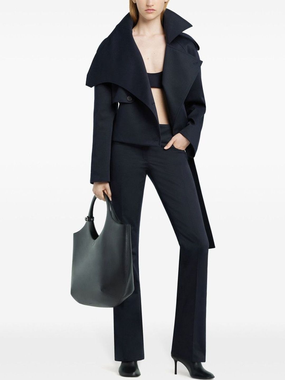 Courreges Navy Blue Belted Bootcut Pants-image-30