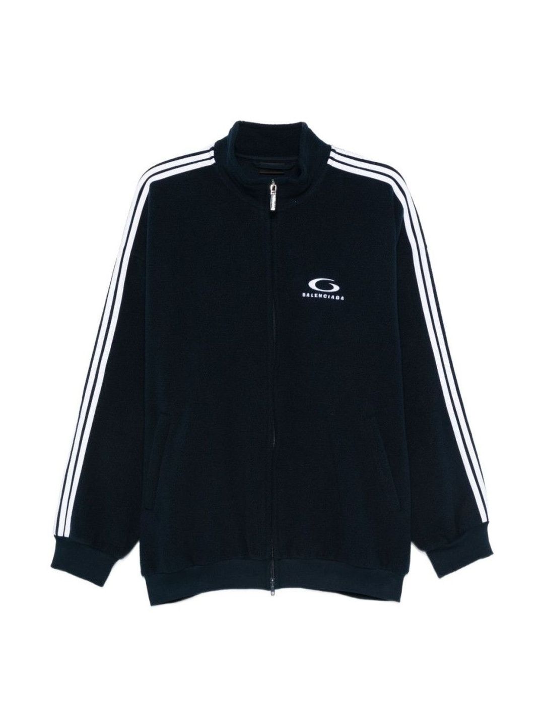 Balenciaga Navy Blue Zip-Up Logo Sweatshirt-image-45
