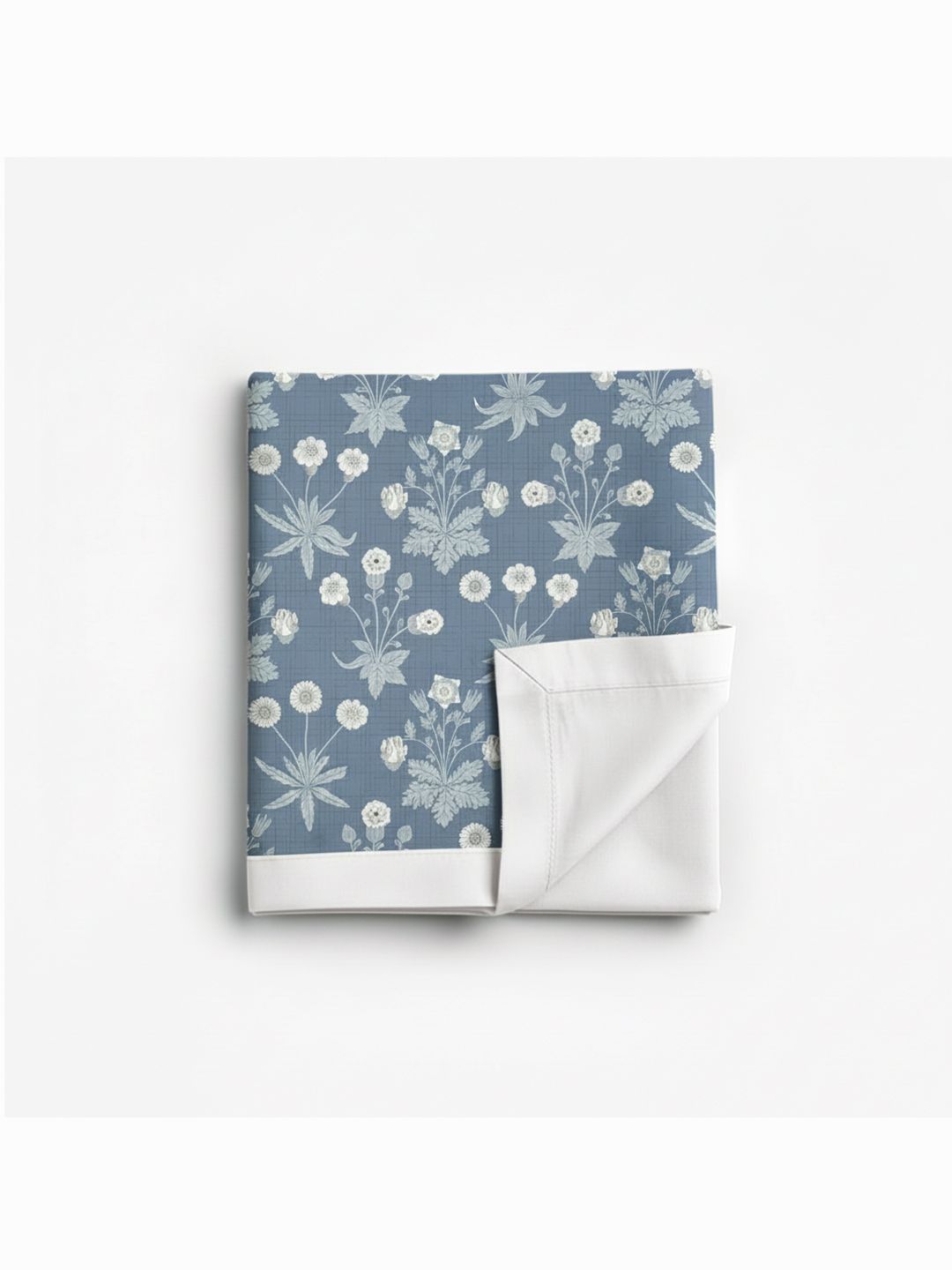 Linen Home Nora Floral Blue & White Reversible Dohar Double Size-image-39