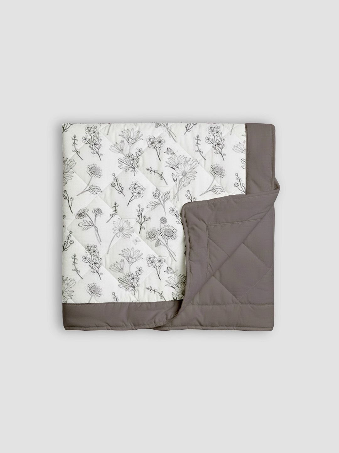 Linen Home Floral Botanical Grey & Grey Floral Reversible AC Blanket Single Size-picture-22