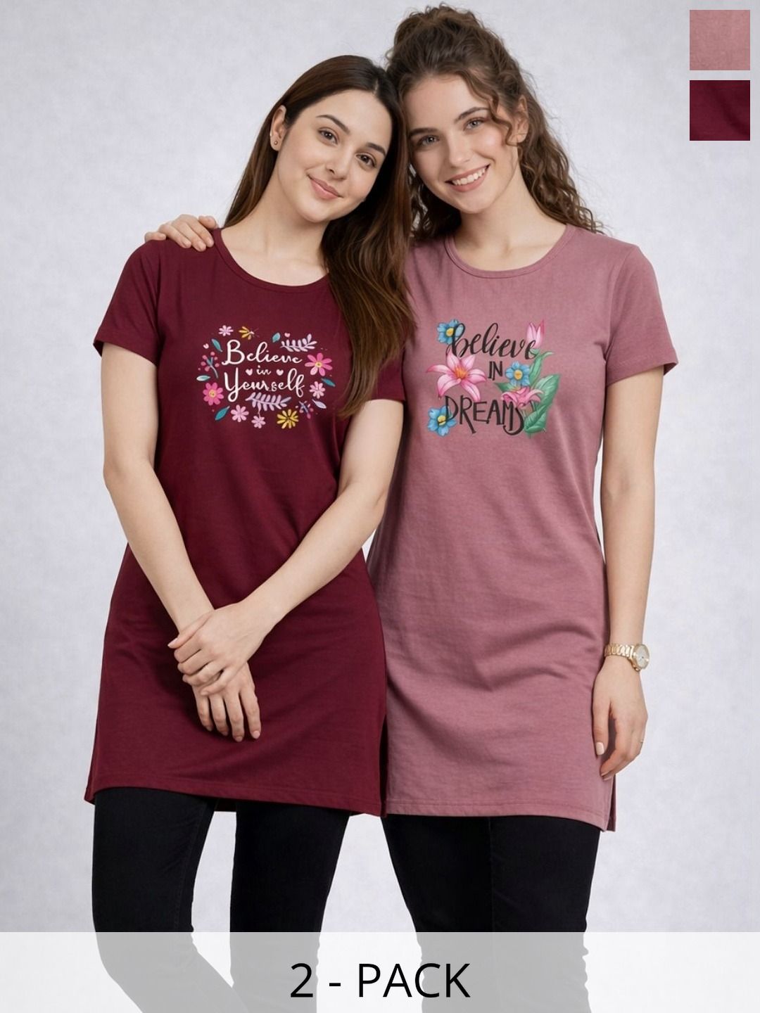 VERO AMORE Pack Of 2 Printed Round Neck Lounge Tshirts-picture-13