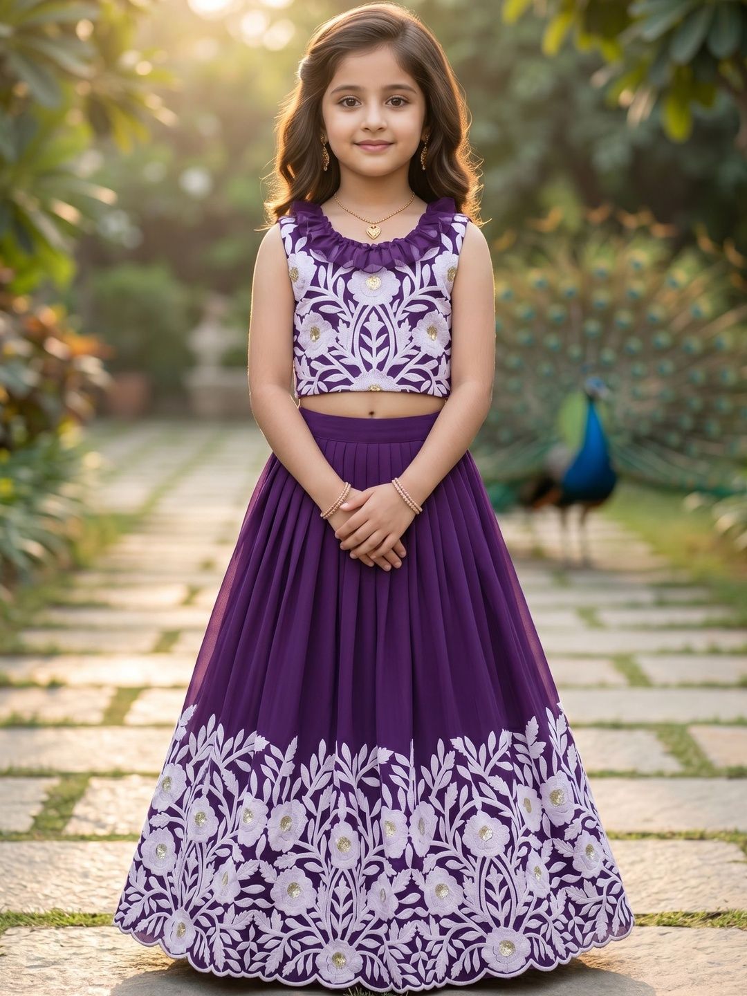 KALINI Girls Embroidered Sequinned Semi-Stitched Lehenga &-picture-30