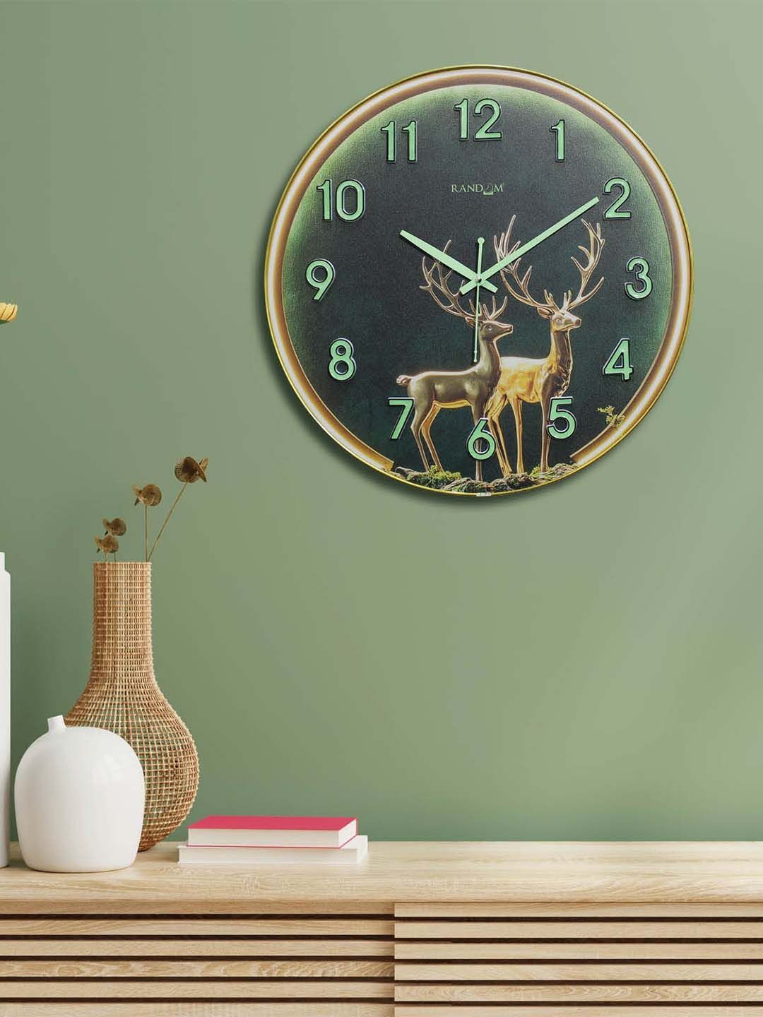 RANDOM Multicoloured & green Printed Contemporary Wall Clock-picture-50