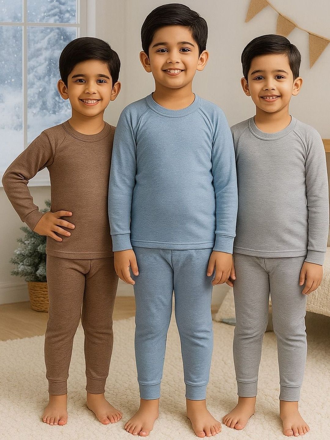 PARYAG Kids Pack of 3 Round Neck Thermal Set-picture-10