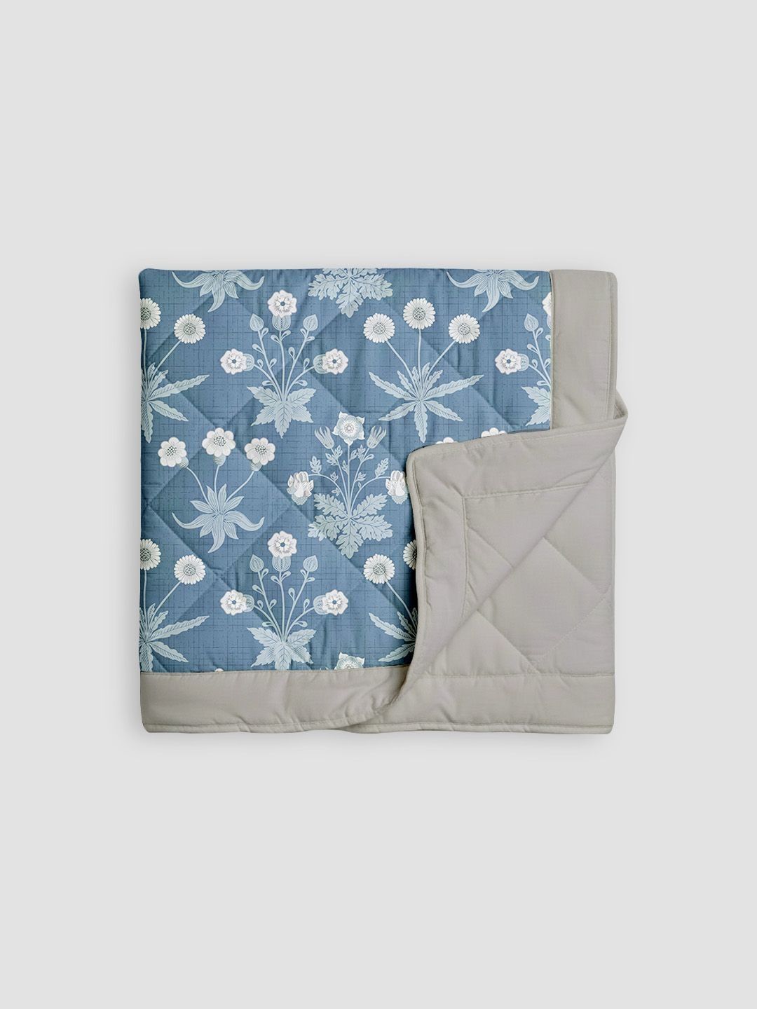Linen Home Silver-Toned & Blue Floral AC Room 120 GSM Blanket-image-27