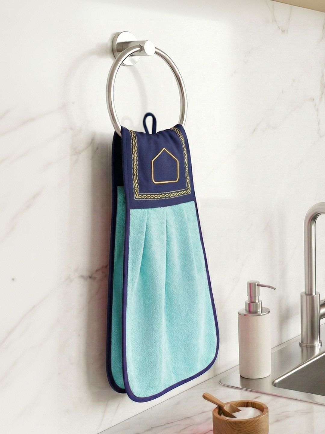 Athom Living Turquoise Blue Pure Cotton Velvet-Soft Skin-Friendly Wash Basin Kitchen Towel-picture-39
