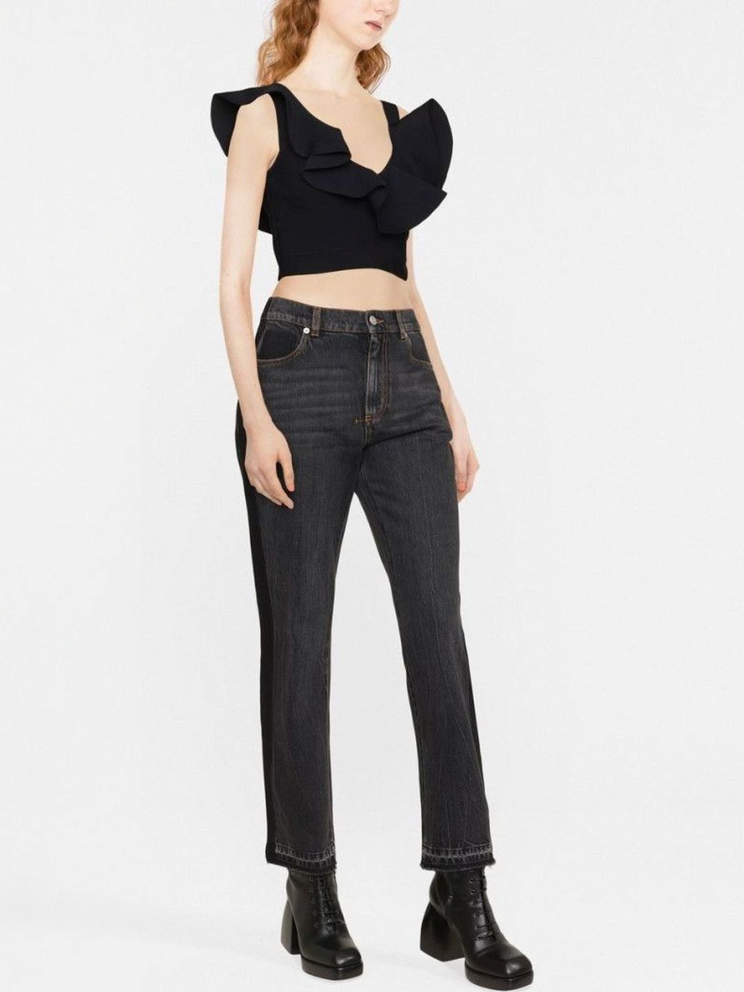 Alexander McQueen Black High-Waist Bootcut Jeans-image-1