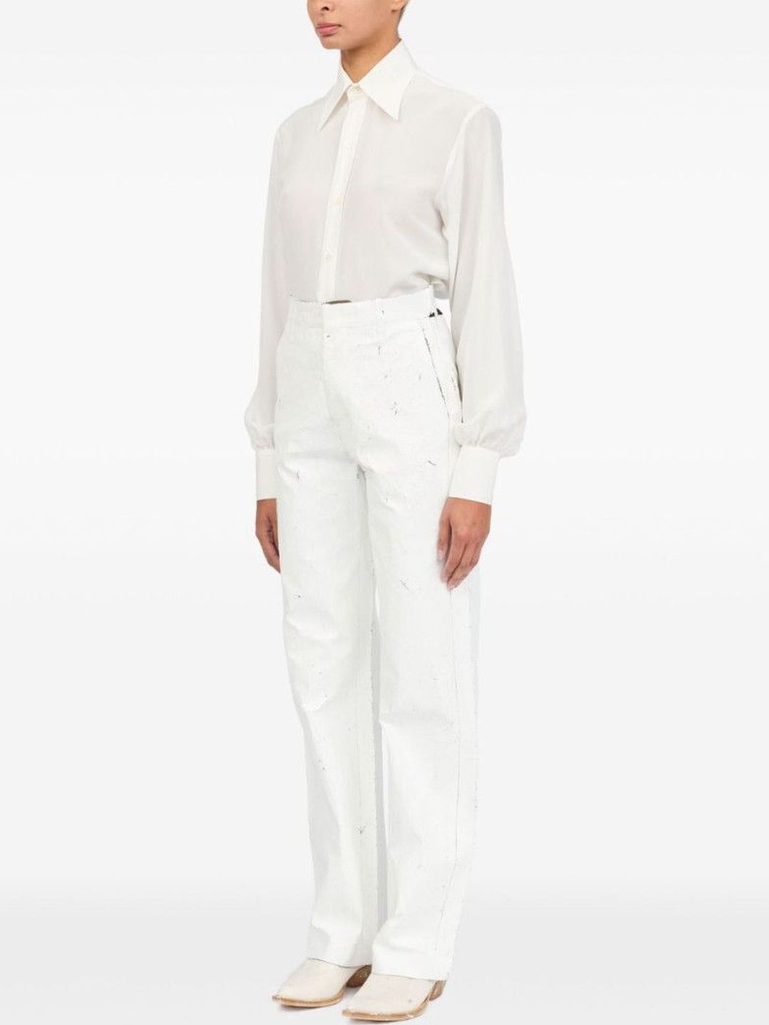 MM6 Maison Margiela White Wax Trousers-picture-18