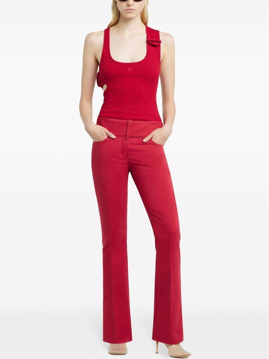 Courreges Red Belted Flared Pants-picture-50