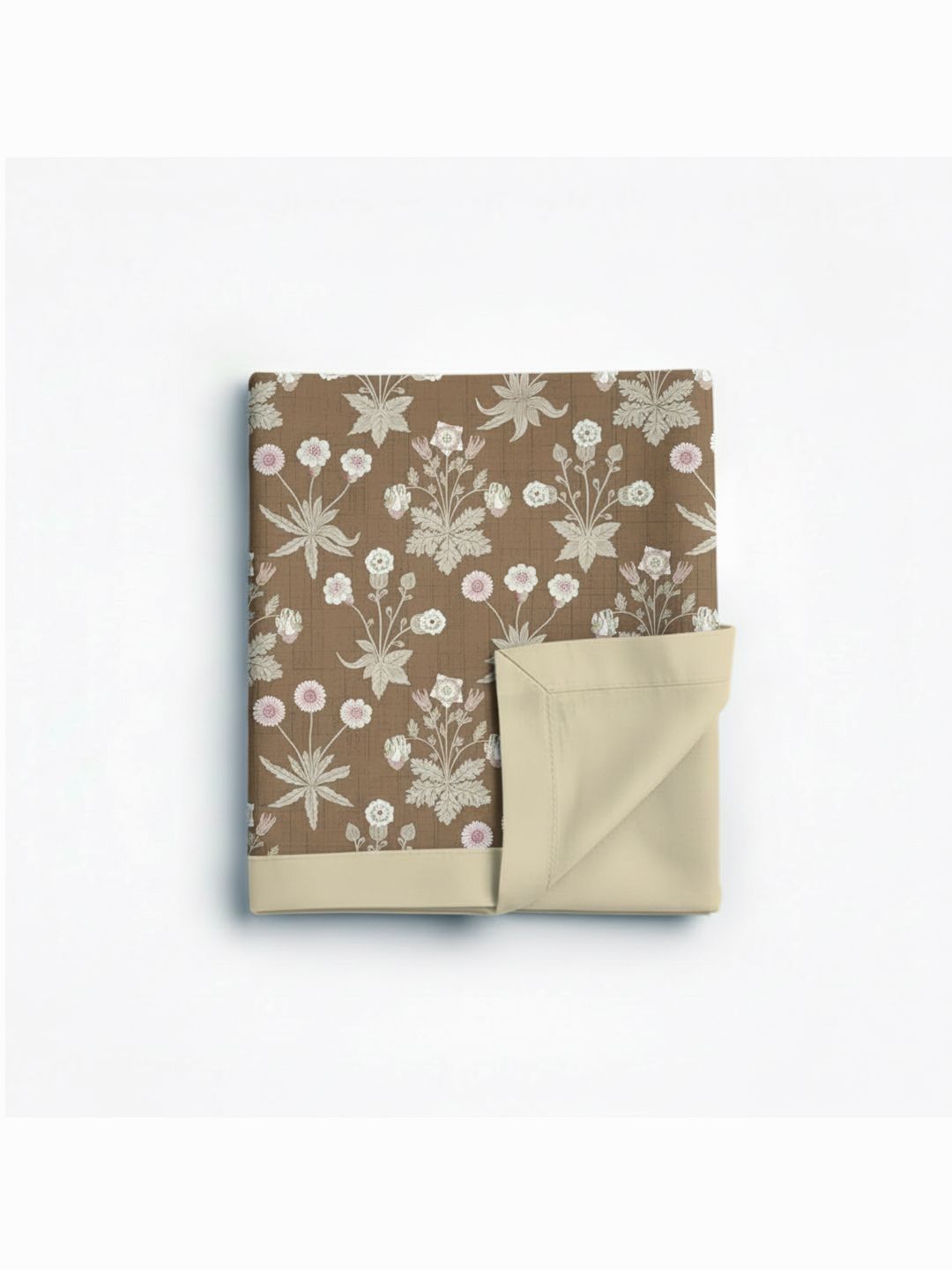 Linen Home Nora Floral Light Brown & Ivory Reversible Dohar Double Size-image-6