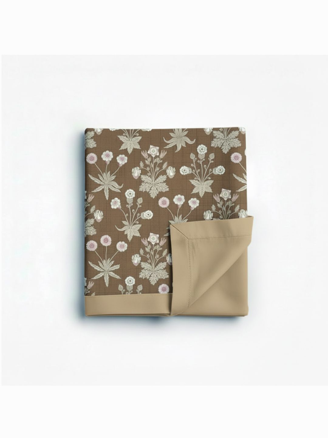 Linen Home Taupe & Coffee Brown Floral Summer Dohar-image-33