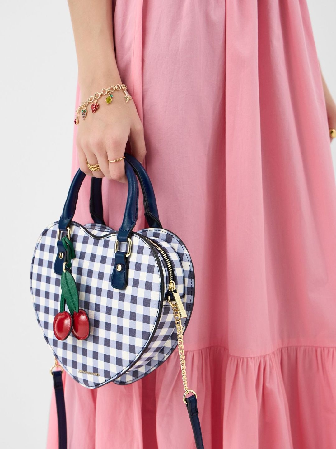 Accessorize Checked PU Structured Handheld Bag with-picture-40