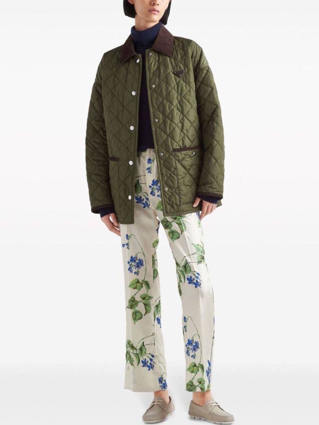Prada White Floral Twill Trousers-picture-10